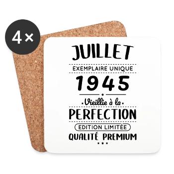 80th Birthday - July 1945 Perfection - Coasters (set of 4) - white - Front