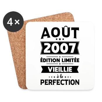 18th Birthday - August 2007 Perfection - Coasters (set of 4) - white - Front