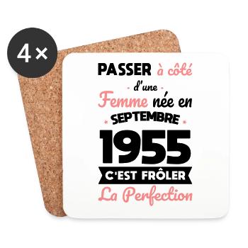 70th birthday - Born in September 1955 - Coasters (set of 4) - white - Front