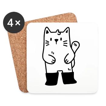 Le chat botté - Dessous de verre (lot de 4) - blanc - Devant