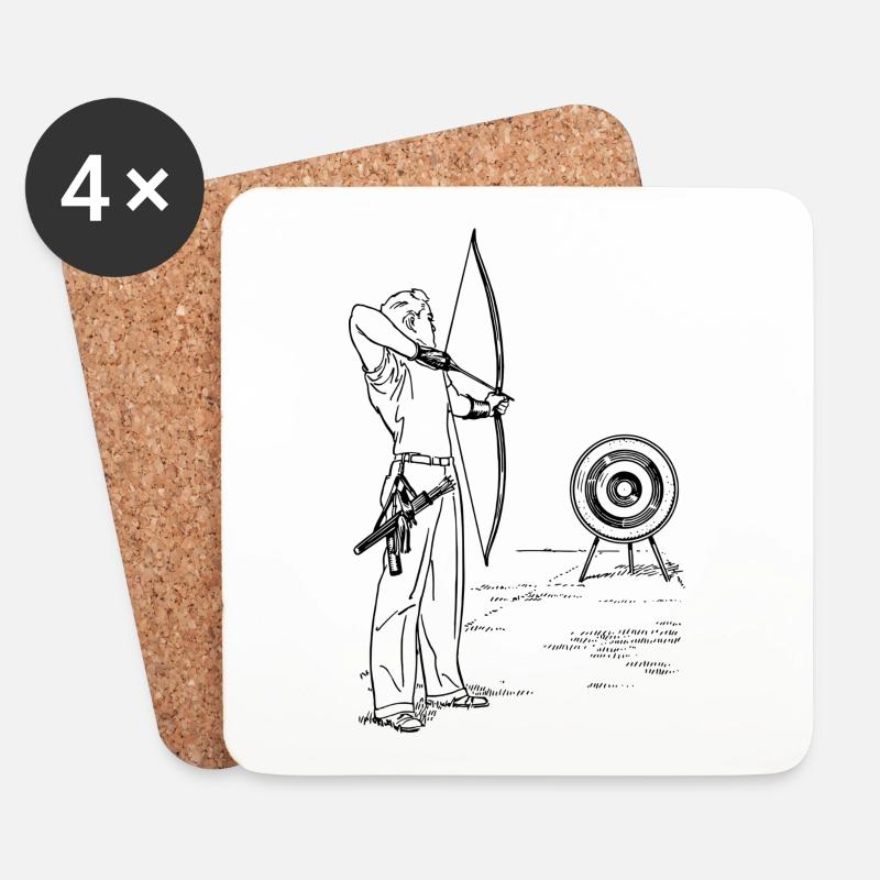 tir à l'arc - Dessous de verre (lot de 4) - blanc