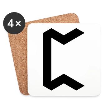 Rune: Pertho ᛈ (P), Quantum Runes Futhark 0 - Untersetzer (4er-Set) - Weiß - Vorne
