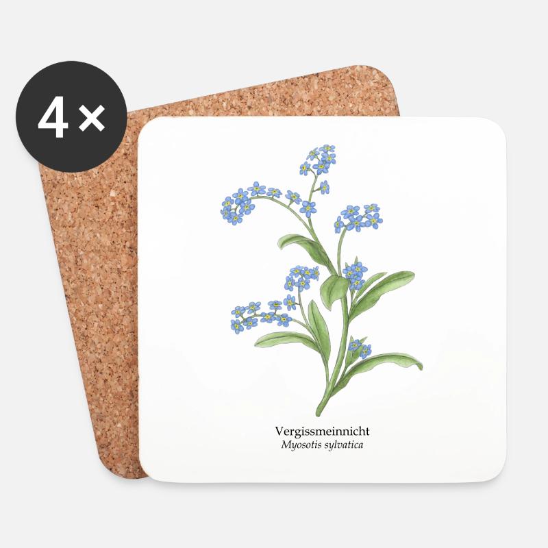 Vergissmeinnicht Blumen - Untersetzer (4er-Set) - Weiß
