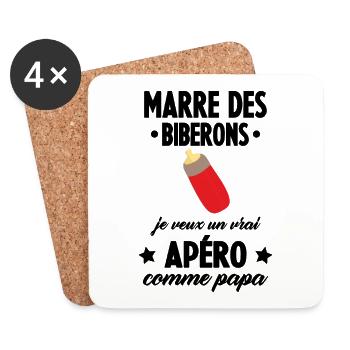 Marre des biberons, cadeau naissance, grossesse - Dessous de verre (lot de 4) - blanc - Devant