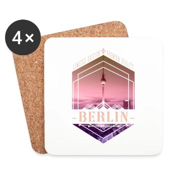 Berlin Allemagne Ville Skyline Accueil Amour - Dessous de verre (lot de 4) - blanc - Devant