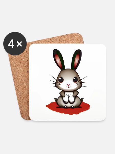 Nervöser blutdurstiger Hase - Untersetzer (4er-Set) - Weiß