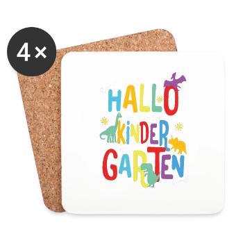 lustiges und farbenfrohes Kindergarten T-Shirt - Untersetzer (4er-Set) - Weiß - Vorne
