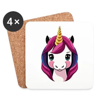 Einhorn - Untersetzer (4er-Set) - Weiß - Vorne