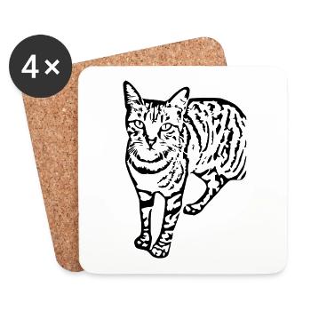 Black Cat Cat Sweet Kitten Christmas Gift - Coasters (set of 4) - white - Front