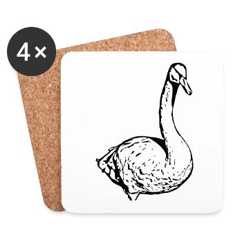 Schwan schwarz Ente Vogel Gans - Untersetzer (4er-Set) - Weiß - Vorne