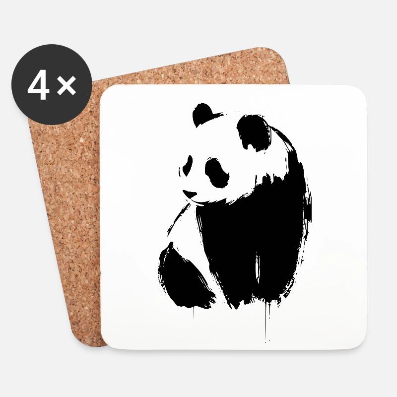 Panda - Untersetzer (4er-Set) - Weiß