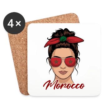 Marokkanische Mädchen Frau Flagge Marokko - Untersetzer (4er-Set) - Weiß - Vorne