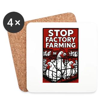 Stopp Factory Farming Poster - Untersetzer (4er-Set) - Weiß - Vorne