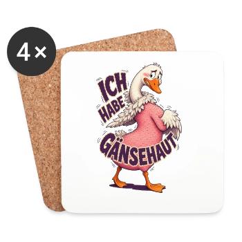 Ich Habe Gänsehaut – Lustige Gans - Untersetzer (4er-Set) - Weiß - Vorne