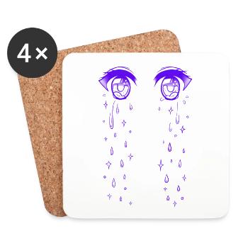 Crying Anime Eyes - Coasters (set of 4) - white - Front