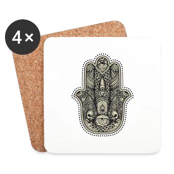 Mandala Hand - Untersetzer (4er-Set) - Weiß - Vorne