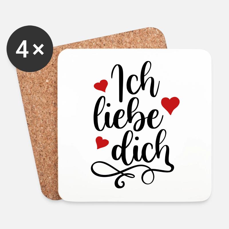 Ich liebe dich Liebeserklärung Spruch mit Herzen - Untersetzer (4er-Set) - Weiß
