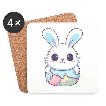 Pastel Easter Bunnies - Coasters (set of 4) - white - Front