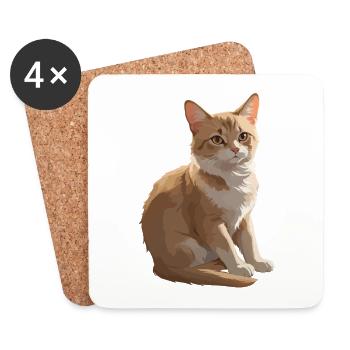 Cute Cat - Pet Cat Design - Untersetzer (4er-Set) - Weiß - Vorne