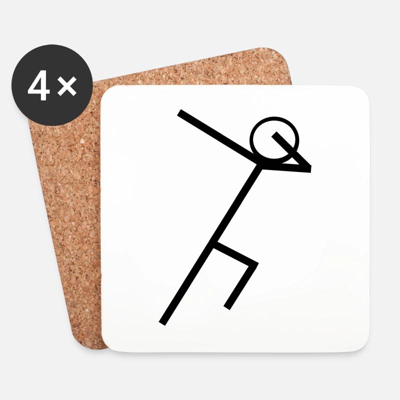 Stickman dabbing - Untersetzer (4er-Set) - Weiß