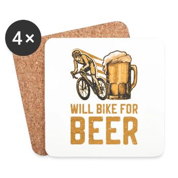 Fahrrad und Bier Phrasen Fahrrad Lustiger Radfahrer - Untersetzer (4er-Set) - Weiß - Vorne
