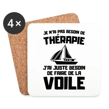 Je n'ai pas besoin de thérapie juste de voile - Dessous de verre (lot de 4) - blanc - Devant