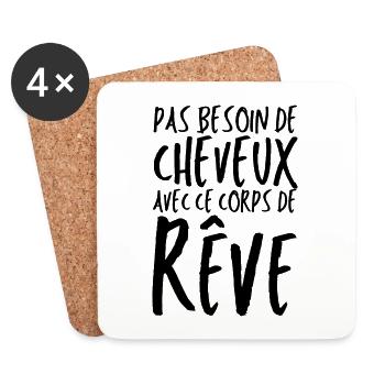 Pas besoin de cheveux avec ce corps de rêve - Dessous de verre (lot de 4) - blanc - Devant