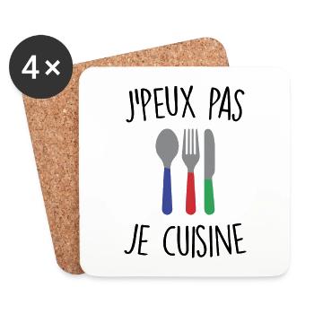 J'peux pas je cuisine - Dessous de verre (lot de 4) - blanc - Devant
