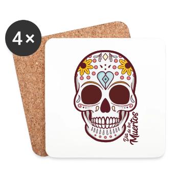 Zuckerschädel Dia de los Muertos - Untersetzer (4er-Set) - Weiß - Vorne