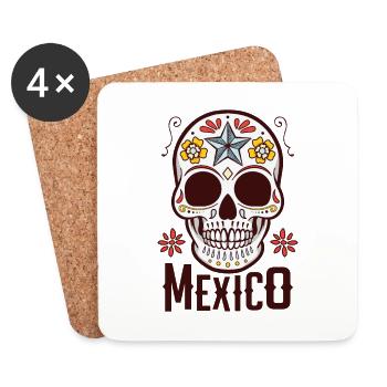 Sugar Skull Mexico - Coasters (set of 4) - white - Front