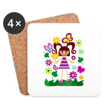 FILLE FLEUR - Dessous de verre (lot de 4) - blanc - Devant