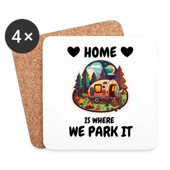 HOME IS WHERE WE PARK IT - Untersetzer (4er-Set) - Weiß - Vorne
