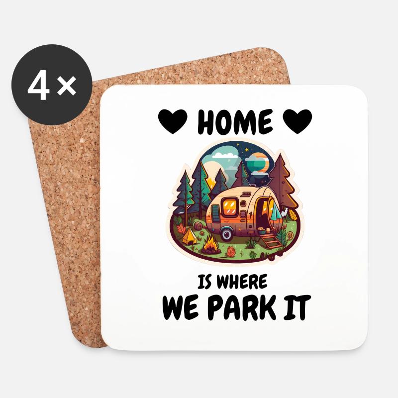 HOME IS WHERE WE PARK IT - Untersetzer (4er-Set) - Weiß