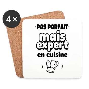 pas parfait mais expert en cuisine - Dessous de verre (lot de 4) - blanc - Devant