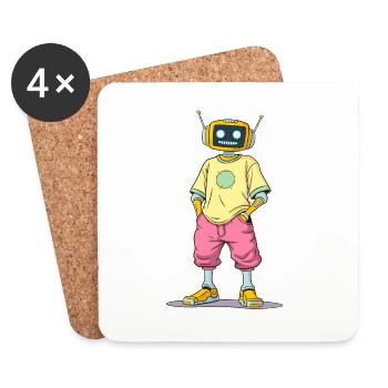 Bot rétro dans le streetwear - Dessous de verre (lot de 4) - blanc - Devant