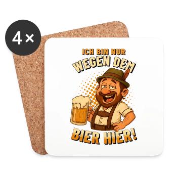NUR WEGEN DEM BIER HIER Fest Männer Oktober - Untersetzer (4er-Set) - Weiß - Vorne