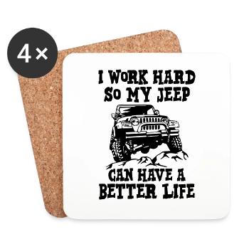 Je travaillerai si ma jeep - Dessous de verre (lot de 4) - blanc - Devant
