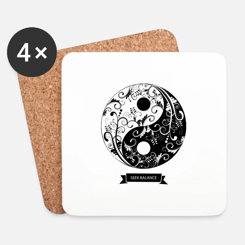 Ying Yang Mandala - Untersetzer (4er-Set) - Weiß