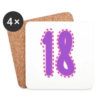 18. 18 ANS. 18e ANNIVERSAIRE. ANNIVERSAIRE 18 ANS. - Dessous de verre (lot de 4) - blanc - Devant