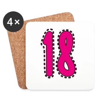 18. 18 JAHRE ALT. 18. JAHRESTAG. 18. GEBURTSTAG. - Untersetzer (4er-Set) - Weiß - Vorne