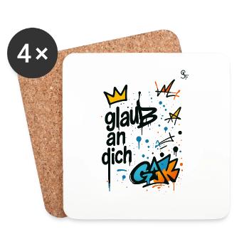 Graffiti Glaub An Dich Design - Untersetzer (4er-Set) - Weiß - Vorne