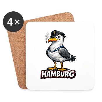 Kapitänsmöwe Hamburg - Untersetzer (4er-Set) - Weiß - Vorne