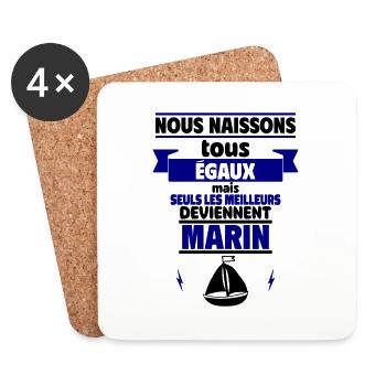 les meilleurs deviennent marin - Dessous de verre (lot de 4) - blanc - Devant