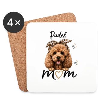 Pudel Mom – Geschenk für Pudel-Liebhaber - Untersetzer (4er-Set) - Weiß - Vorne