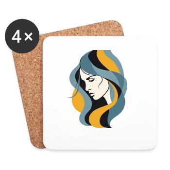 Abstract Woman Profile  Modern Minimalist Line Art - Coasters (set of 4) - white - Front