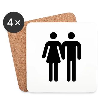Pärchen / Couple / Paire / Pareja / Coppia / - Untersetzer (4er-Set) - Weiß - Vorne