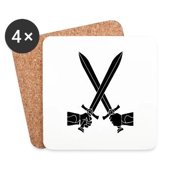 crossed swords - Coasters (set of 4) - white - Front