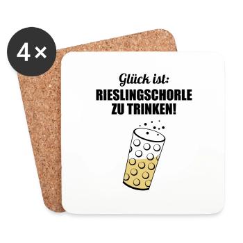 Glück trinken - Dubbeglas mit Schorle inside - Untersetzer (4er-Set) - Weiß - Vorne
