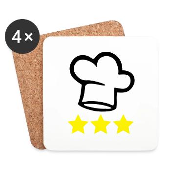 Chef's hat cook 3 stars - Coasters (set of 4) - white - Front