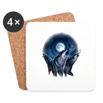 Rahmenlos JL Wolf - Design Geschenk - Untersetzer (4er-Set) - Weiß - Vorne